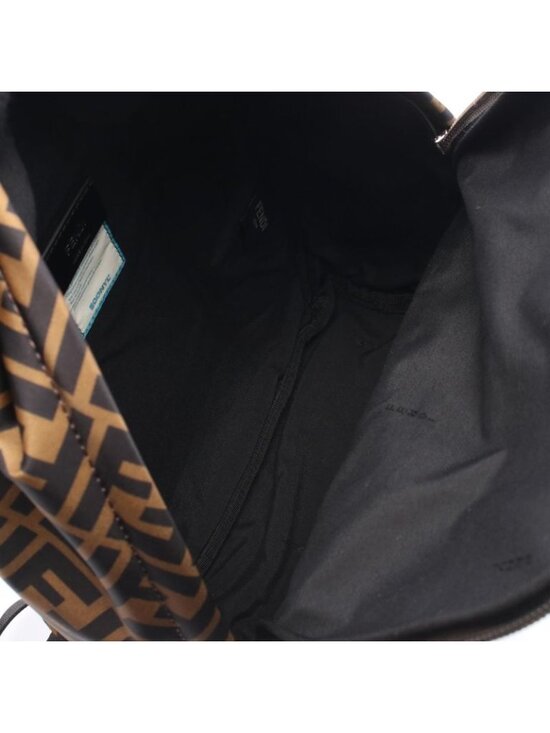 Fendi Backpack Zucca Black Brown Yellow Nylon Leather
